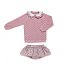 Conjunto falda braga florecitas y jersey punto cuadritos